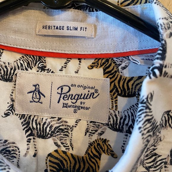 Penguin Original Slim Fit Zebra Short Sleeve Shirt - Picture 4 of 5
